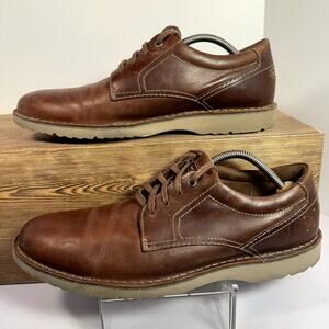 Rockport Cabot Leather Lace Up Derby Shoes Mens 12 Plain Toe Minimalist Office